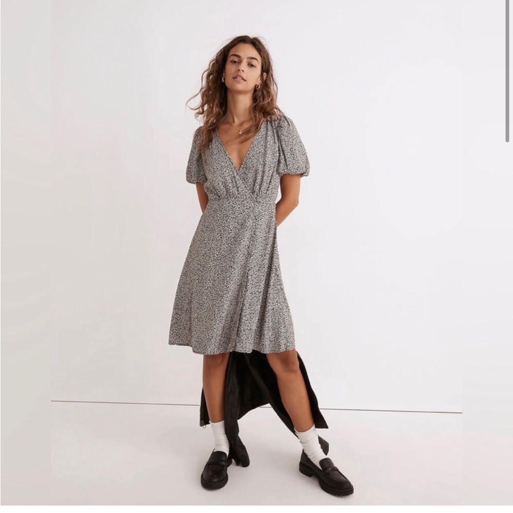 Madewell Black and White Floral Dress